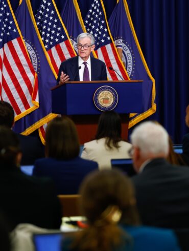 Jerome Powell speaking as markets reduce rate cut expectations