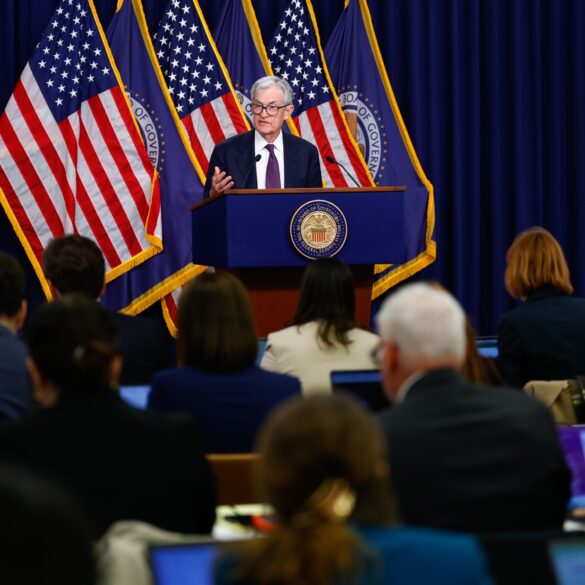 Jerome Powell speaking as markets reduce rate cut expectations