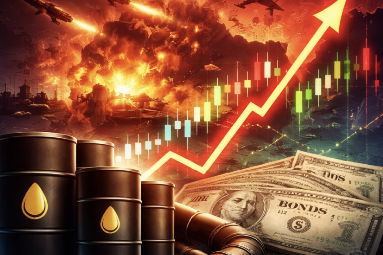 Oil refinery as prices swing amid rising bond yields and global market uncertainty