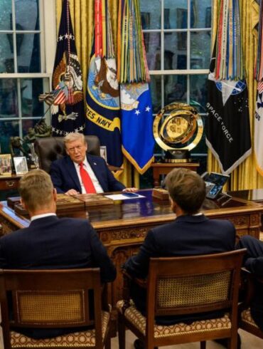 Donald Trump discussing Iran conflict and oil infrastructure threats