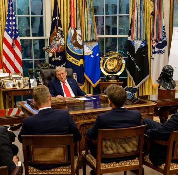 Donald Trump discussing Iran conflict and oil infrastructure threats