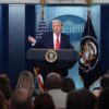 Donald Trump speaking about Iran ceasefire proposal and Hormuz Strait deadline